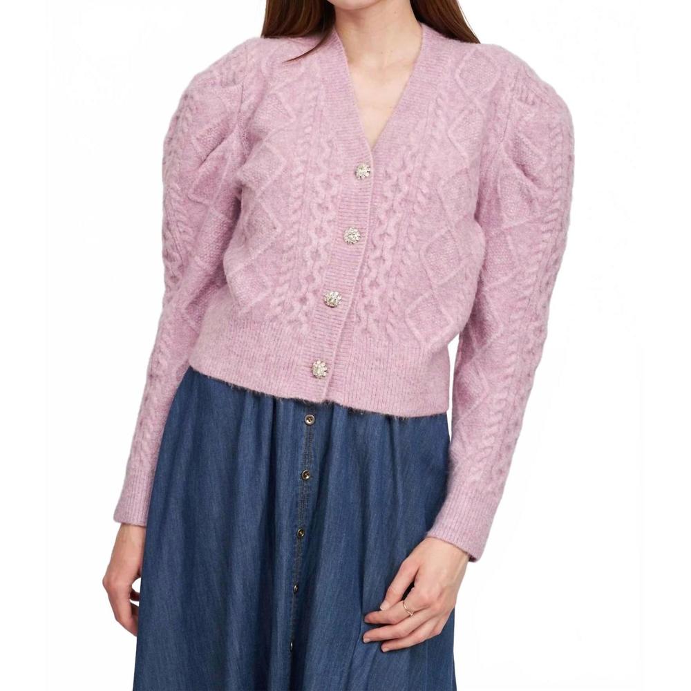 NEW EN SAISON sirka puffed sleeve cardigan in lilac